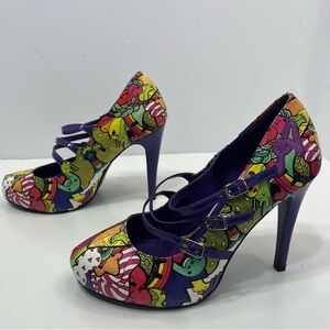 ACRYLICANA NWOT cartoon monster purple pumps heels shoes womens size 9